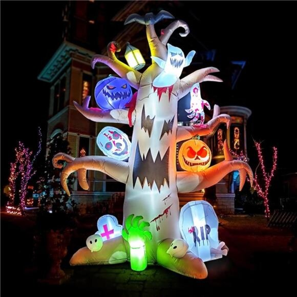 New 8FT Halloween Inflatable Spooky Tree Decoration, Blow Up Outdoor Decor - Picture 3 of 7